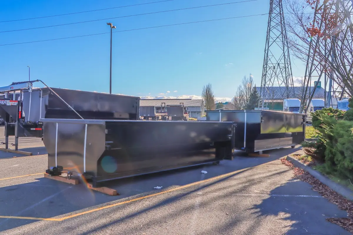 Roll-off dumpster ready for waste disposal at job site for Construction Dumpster Rental in Atherton
